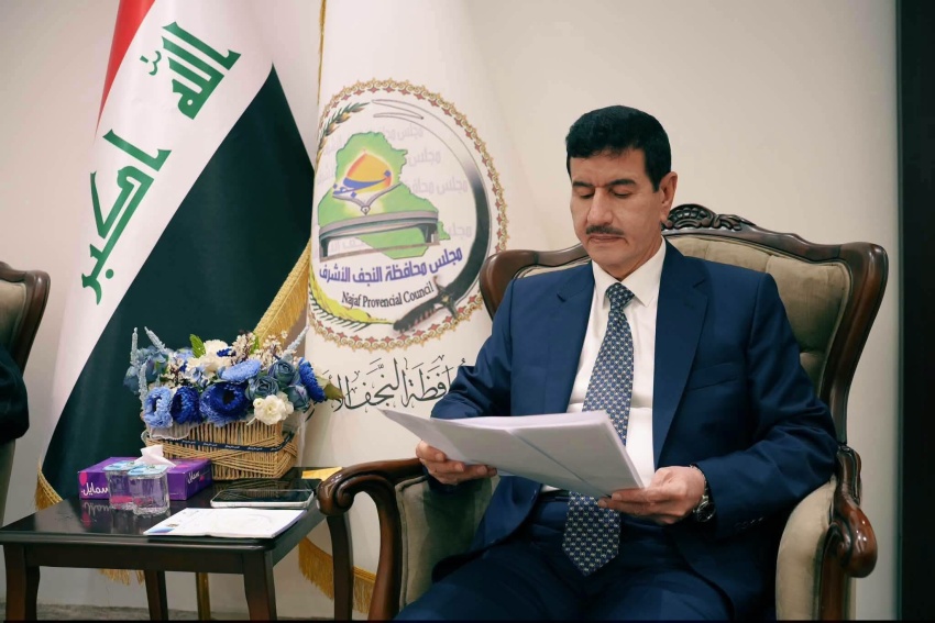 رئيس مجلس محافظة النجف يدعو لمراجعة تداعيات حظر الطيران الإيراني بمطار المدينة - مجلس محافظة النجف - حسين العيساوي - مطار النجف - حظر الطيران - Najaf Council - Hussein Al-Issawi